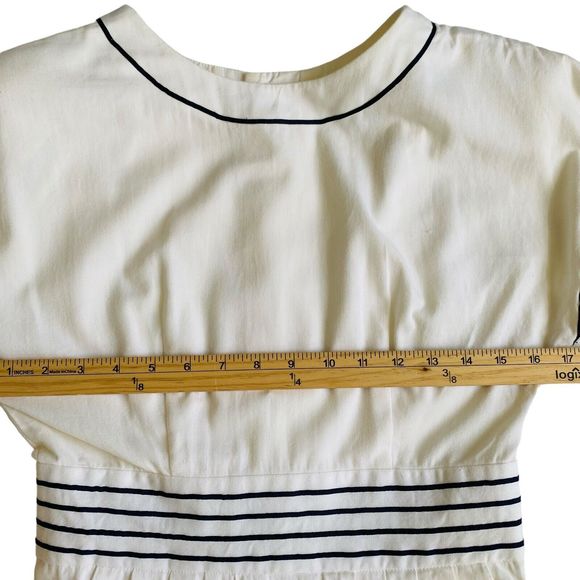 Rare Vintage Lanz Originals Sailor Midi Dress Fit & Flare White Gold Button - Picture 3 of 10